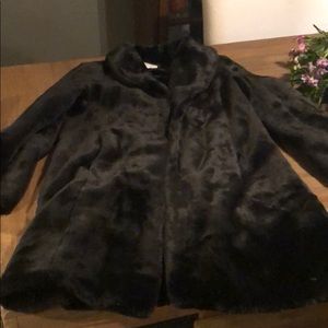 Black faux fur coat